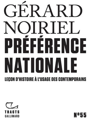 cover image of Préférence nationale. Leçon d'histoire à l'usage des contemporains